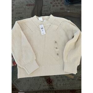 NWT Gap Kids Cream 100% Cotton Oversized Crew Neck Sweater Size XS